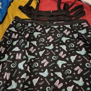 Hot Topic Black and Green A-Line Midi Skirt